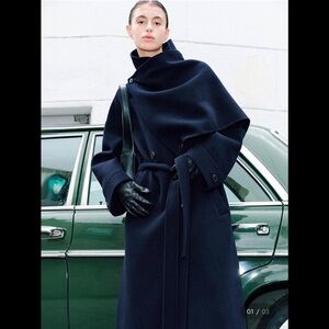 Elegant Navy Double-Breasted Coat